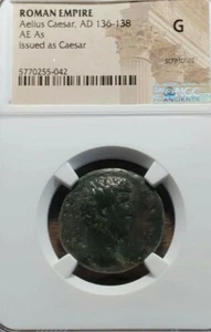Aelius AD 136-138. AS Issued as Caesar. Roman Empire.NGC G - Picture 1 of 2