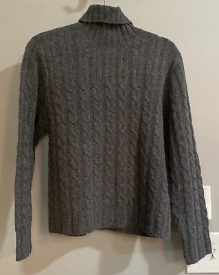 YarnWorks Sweater Cableknit Turtle Neck Lambswool Angora Long Sleeve Medium - Image 1 of 4
