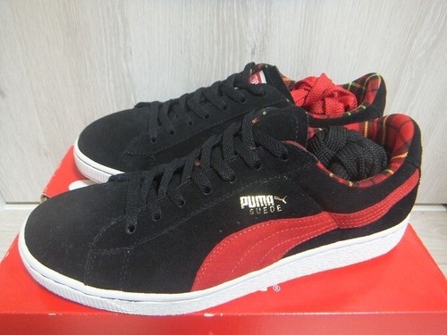 Sneakers Puma scamosciate anni 70 colore nero nastro rosso con scatola uomo us10