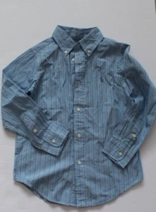 New Ralph Lauren Boys Dress Shirt Size 5  Blue Stripes Polo Pony Collared - Picture 1 of 2