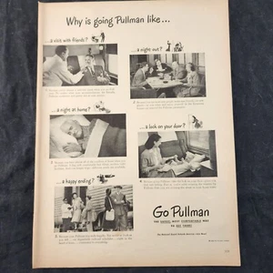 Go Pullman Railroad Train Cars 1948 Original Print Ad Why Is Going Pullman Like? - Picture 1 of 6