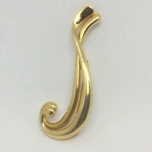 Abstract swirl brooch 7cm yellow metal - Imagen 1 de 4