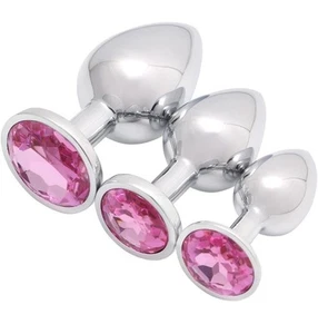 Metal Anal Butt Plug STAINLESS S/M/L Set Sex Toy For Women Men Couple Jewel - Picture 1 of 10