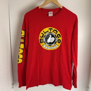 T-shirt vintage manches longues en jersey rouge jaune logo Bultaco Cemoto taille M - Photo 1/5