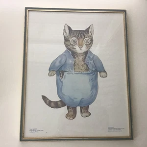 Vtg 1958 Frederick Warne Peter Rabbit Tom Kitten Cat Beatrix Potter Framed Print - Picture 1 of 6
