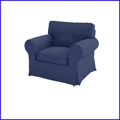 Repuesto de funda de sofá Ektorp de algodón pesado - Elegante funda de sofá azul Foto 1 de 4