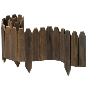 Wood Garden Edging, Wooden Fence Border Decorative Small Picket Panels for Fl... - Picture 1 of 9