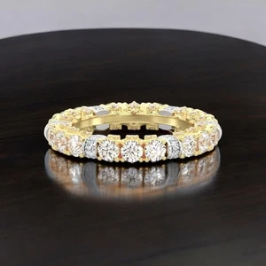 14K Gold Multi Tone Eternity Band 2.75 Ct Round Lab Grown Diamond 3.5 MM - Picture 1 of 10