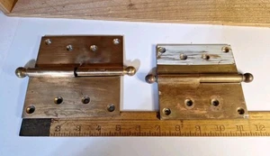 Lot Of 2 Restoration Hardware Heavy Brass Hinges 5 And 4.5 Inch - Picture 1 of 5