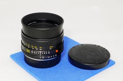 Lente Leica 50 mm f2 Summicron-R E55 3 cámaras Prime con tapas para película/SLR digital como nueva- Foto 1 de 4