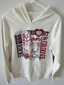 Girls Justice White Hoodie With Dance Theme Graphics Size XL - Picture 1 of 5