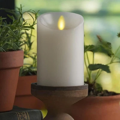 Luminara Flameless LED Battery Operated Flickering Pillar Candles - White - Image 1 of 4
