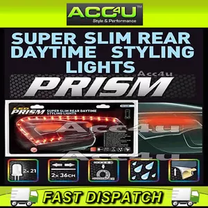 Strisce Luci Crociera Prisma Super Slim Auto Posteriore LED Rosso Corsa Diurna Styling - Foto 1 di 4