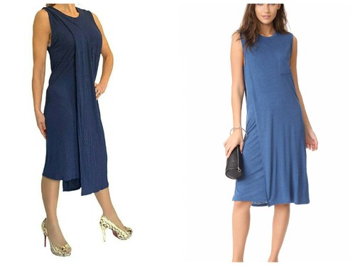 Abito tubino ALEXANDER WANG classico T drappeggiato sovrapposizione senza maniche blu navy con tasca M