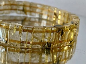 Pulsera 7.1" "Brillante/HQ AAAA" ~ Oro Rutilado CUARZO TITANIO I1408 - Imagen 1 de 7