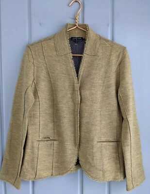 Blazer Eileen Fisher Mujer Mediano 8 10 Chaqueta Lana Merino Elastizado Amarillo Carrera Foto 1 de 4