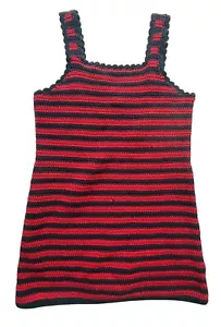 RE/DONE 70s Crochet Dress Red & Black Striped Knit size Small SM S - Picture 1 of 5