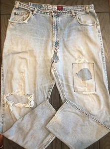 VTG Men's LEVI'S 545 Jeans Brown Tab Loose Fit TRASHED Destroyed 42/34 Big/Tall - Picture 1 of 15