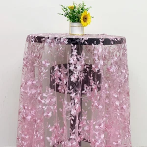 Lace Mesh Fabric Floral Embroidered Sheer for Dress Drape Curtain See Through - Picture 1 of 24