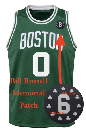 Bill Russell Patch Basketball Jersey Patch Clovers=11 Rings Boston Celtics Cover