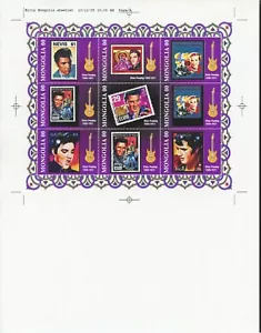 Mongolia Elvis Presley Souvenir Sheet Essay Proof Postage Stamp Artwork Trial - Picture 1 of 1