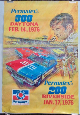 VINTAGE ORIGINAL BOBBY ALLISON POSTER PERMATEX 300 DAYTONA 1976! Cover