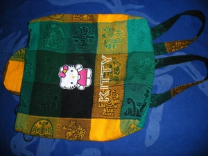 Hello Kitty DAMEN BESTICKT BEUTELTASCHE RUCKSACK 17" X 18" HANDTASCHE GRÜN GELB - Bild 1 von 5