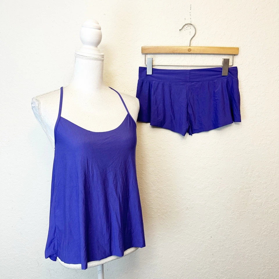 Commando Womens Pajama Sleep Short Set Cami Purple Lace Size Small - Image 1 of 4