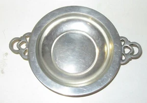 Vtg Pewter C.A. Woodward Taunton Mass 307 Pewter Porridge Bowl Plate with Handle - Picture 1 of 7
