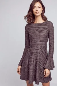 Anthropologie Textured Greenpoint Dress Sunday in Brooklyn Size S bell sleeve - Picture 1 of 2