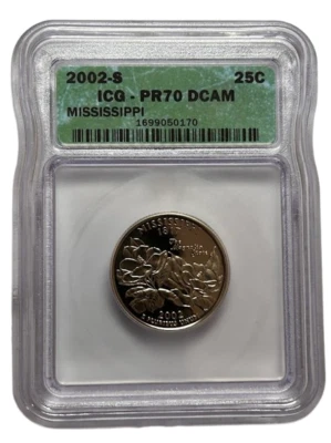 ICG 2002 S PR70 DCAM Mississippi State Quarter 25c 169905-01-70 - Image 1 of 2