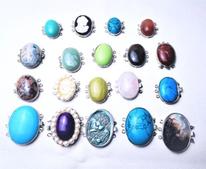 variaciones ovaladas piedras preciosas incrustadas aleación cierre pulsera joyería marcado suministro - Imagen 1 de 27