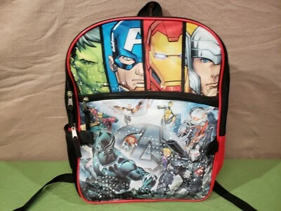 MARVEL AVENGERS SCHOOL BACKPACK/BOOKBAG FEATURES 12 SUPERHEROES ON FRONT - Image 1 of 4