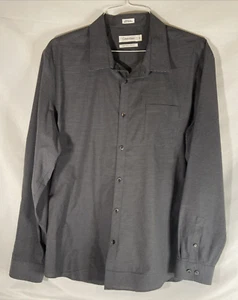 Calvin Klein nero e grigio a righe manica lunga con bottoni taglia XL vestibilità slim - Foto 1 di 7