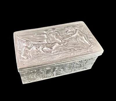 Georg Roth & Co German Hanau caja de tabaco de plata c1915 Putti Foto 1 de 4