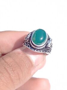 Handmade 925 Silver Plated Poison Ring with Natural Onyx Gemstone Size 5-14 US