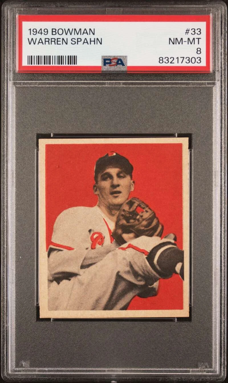 1949 Bowman #33 Warren Spahn PSA 8 Bos Braves  (7303)