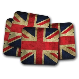 4 Set - Distressed Union Jack Coaster - Flag United Kingdom UK EU Fun Gift #8887 - Picture 1 of 1