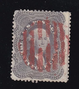 US 37 24c Washington Used w/ Red Grid Cancel F-VF appr SCV $375 (BB1) - Picture 1 of 2