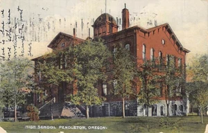 Postcard OR: High School, Pendleton, Oregon, Antique DB 1910's - Picture 1 of 3