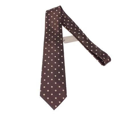 Tom Ford новый с Ярлыками галстук в коричневый и черный с бежевый горошек 100% шелк - Изображение 1 из 4