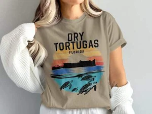 Dry Tortugas Florida Turtles and Fort Sunset T-Shirts - Picture 1 of 106