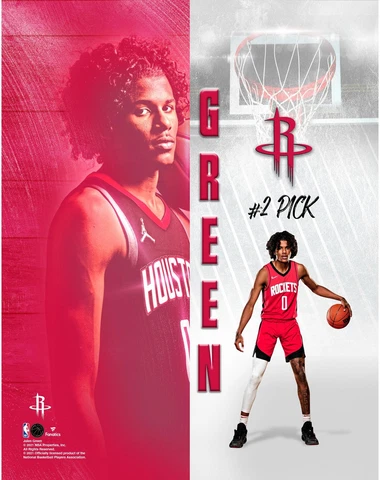 Jalen Green Houston Rockets Unsigned 2021-22 Draft #2 Pick Collag Photo Cover