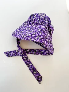 Handmade Purple Floral Baby Girl Bonnet-Pioneer Prairie Historical Vintage - Picture 1 of 5