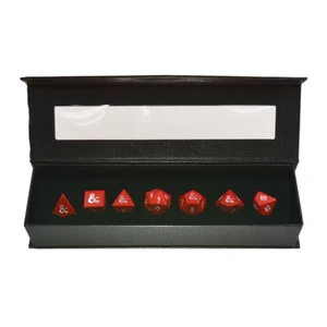 7 Count Heavy Metal Red and White RPG Dice Set for Dungeons & Dragons - Picture 1 of 3