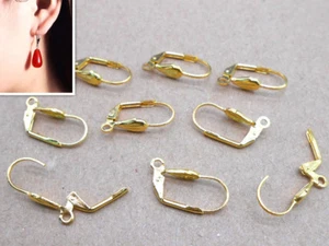 200-500PCS DIY Leverback Earring Findings Jewelry Gold Plate Round Hoop Ear Wire - Picture 1 of 3