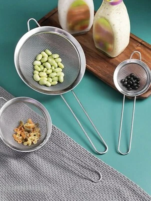 3 Pcs Small Fine Mesh Strainer With Handle, Stainless Steel Sieve For Kitchen - Image 1 of 4