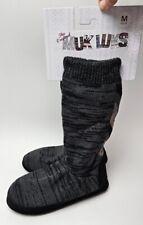 The Original Muk Luks Women Slippers Sock Boots Tall Size M 6.5 - 7.5 Black Gray