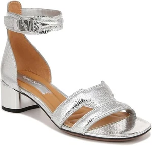Sandalias de tacón de vestir Franco Sarto Nora plateadas metálicas 9/M usadas - Imagen 1 de 6