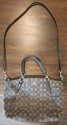 Coach Kelsey Black Smoke Signature Satchel Crossbody Bag Purse - Image 1 of 4